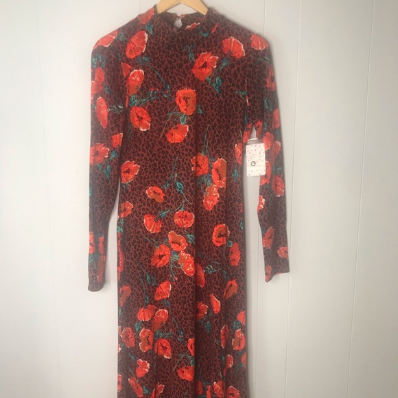 Free People | Retro Romance Leopard Midi Dress S - Picture 4 of 8